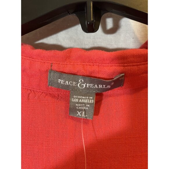 Peace & Pearls Women's Coral Pink NWT XL Rayon/Linen Dress - Picture 2 of 7